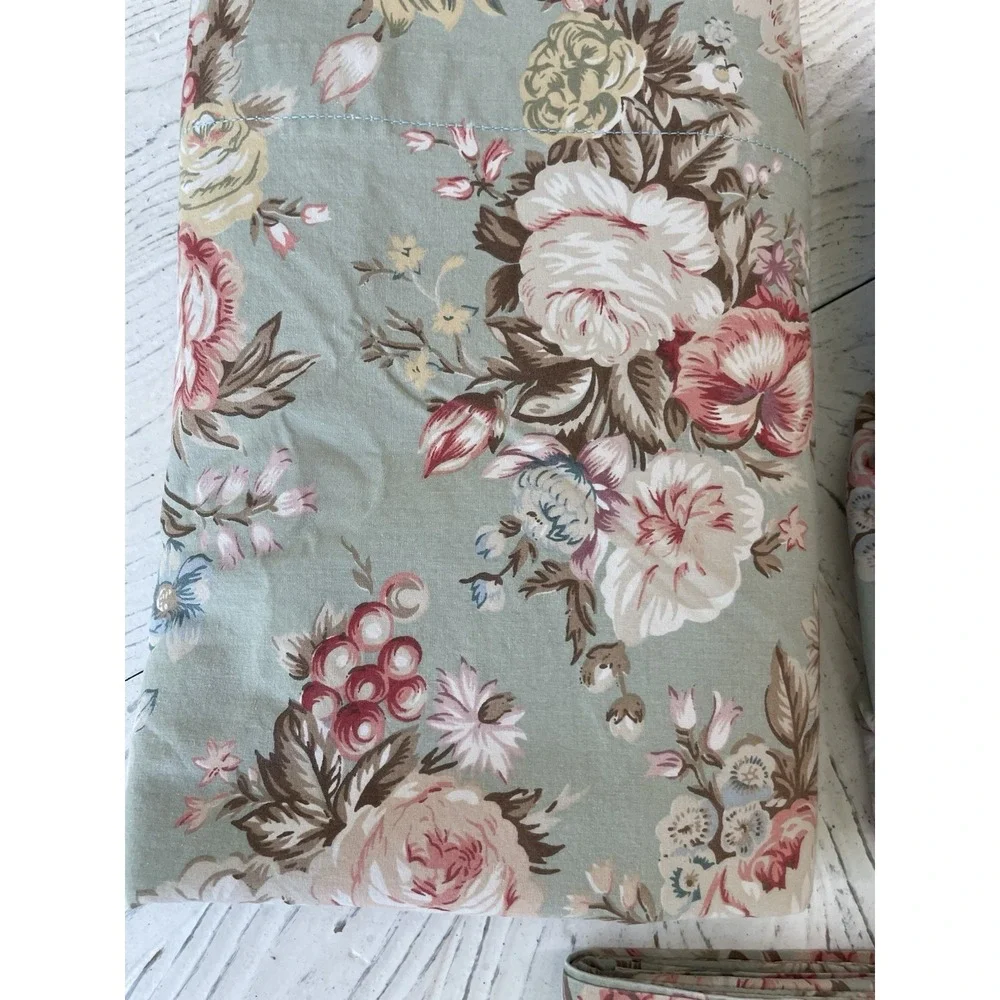 Vtg 3 Pc Set Ralph Lauren Charlotte TWIN  Sheet Set Flat & Fitted, Pillowcase
